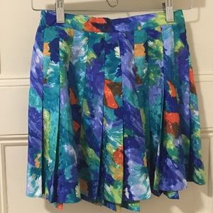 Gorgeous Multicolor Pleated Silk Skirt